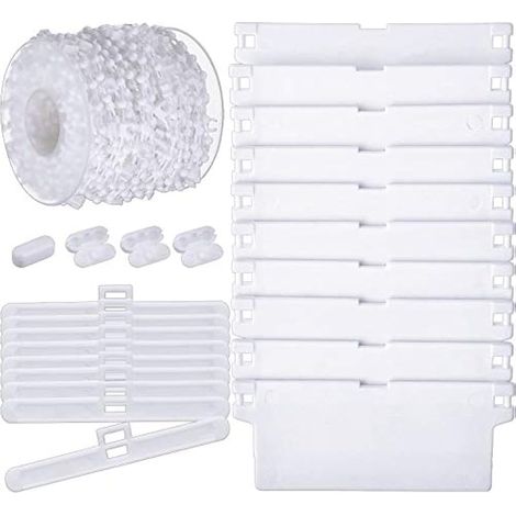 35 pièces accessoires stores verticaux, chaîne inférieure 10M + 10 connecteurs, 12 crochets supérieurs 89mm, 12 lests de lattes - pour stores 3,5 pouces/89 mm