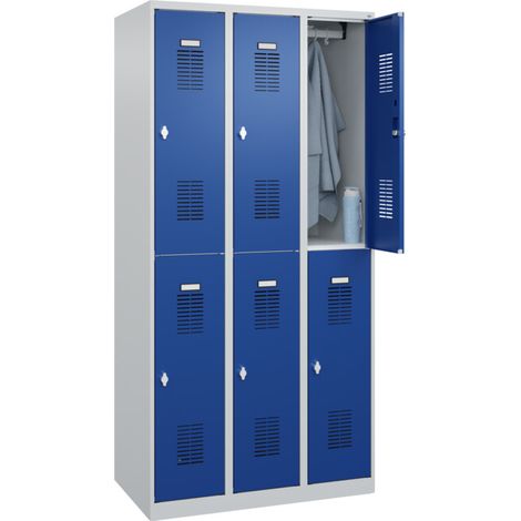 C+P Casier double étage Base PLUS, 6 compartiments, 1850x900x500mm, 7035/5010 (1/5)