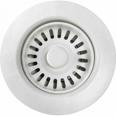 White Polymer Kitchen Sink Drain with Removable Basket Strainer, for 4.5cm Drain Openings. (1/4)