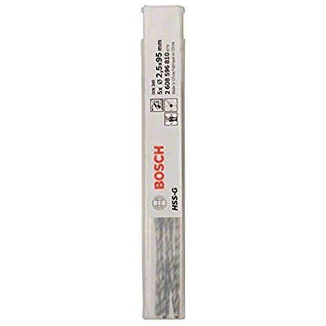 Bosch Accessories 2608596810 HSS Punta a spirale per metallo 2.5 mm Lunghezza totale 95 mm rettificato DIN 340 Alberino (1/4)