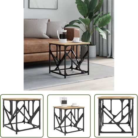 The Living Store Table basse chêne sonoma 45x45x47,5 cm bois d'ingénierie - Table Basse - Meuble Salon - Table D'appoint - Table Industrielle - Design Moderne (1/5)