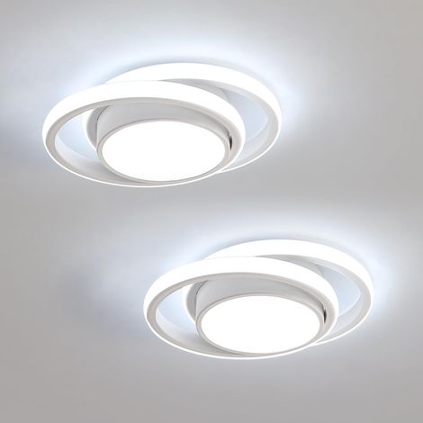 2 Pièces Plafonniers LED Moderne pour Chambre, Cuisine, Couloir, 32W 2350LM Luminaire Plafond, Rond Lampe LED Plafond, Blanc Froid 6500K, Diamètre 28cm, Blanc (1/5)