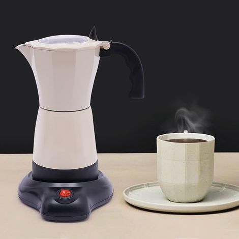 Cafetière Italienne Cafetière Espresso Électrique avec Base 1-6 Tasses 300ml Cafetière Italienne Induction pour Maison, Fête, Café, Bureau, Dortoirs Universitaires, Magasin Thé au Lait(Laiteux) (1/5)