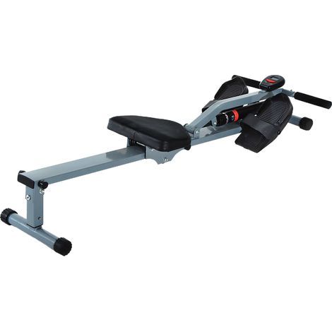 Rameur hydraulique fitness, écran LCD, 12 niveaux de résistance, capacité de charge max 100 kg, équipement d'exercice pour entraînement corps entier