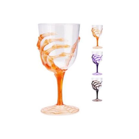 COPA VINO HALLOWEEN 350ML ESQUELETO SDTO 3 COLORES