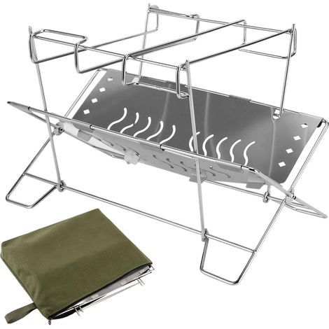 Grillrost Edelstahl Feuerstelle Halter Klappbar Grillzubehör (1/5)