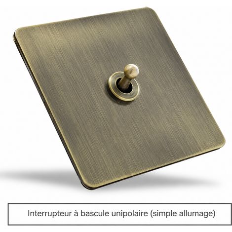 Interrupteur mural rétro type 86 1 interrupteur va-et-vient ou simple allumage universel bronze brossé 9,5 × 9,5 × 4,8 cm – Livraison gratuite (1/5)