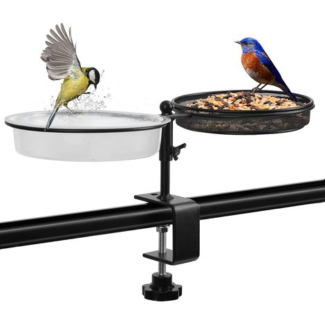1 Mangeoire Et Abreuvoir 2 En 1, Acier Résistant, Support Réglable, Pour Balcon Et Jardin