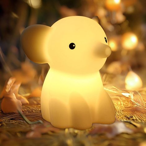 Veilleuse éléphant mignonne pour enfants, lampe animal en silicone rechargeable par USB avec 5 couleurs - Lampe de chambre sûre, cadeau d'anniversaire/Noël pour garçons et filles, adorable décoration