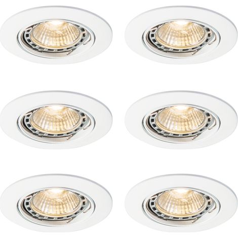 QAZQA Set di 6 faretti da incasso moderni bianchi orientabili