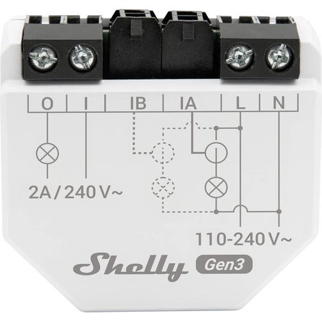 Shelly – Compteur d'énergie WiFi 50 A – Mesure monophasée – Connexion jusqu'à 2 transformateurs de courant – Horloge en temps réel – Intégration systèmes domotiques
