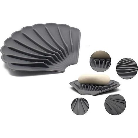 Porte-Savon - Non spécifié - Antidérapant en Silicone - Drainage Automatique - 15x12.5CM - Gris (1/4)