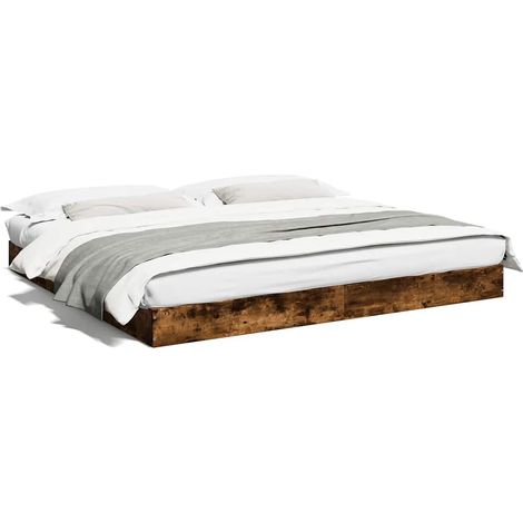 vidaXL Bettgestell Eiche Rauch 180x200 cm Holzwerkstoff