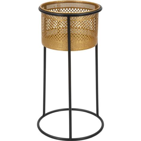 Porta Vasi Simply Ø25x50 cm in Ferro Oro e Nero (1/5)