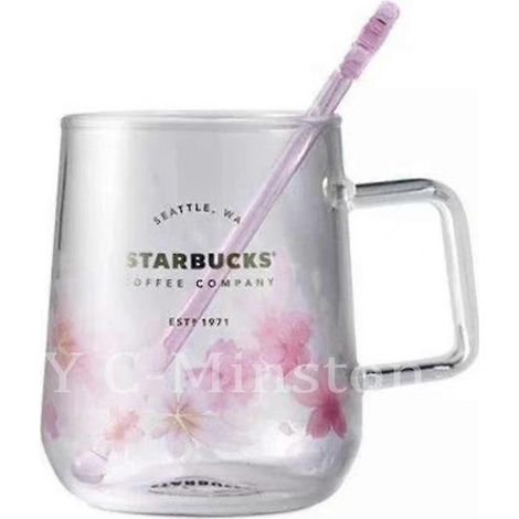 Mug à café Starbucks rose Sakura en verre à couleur changeante avec bâtonnet en forme de fleur (1/5)