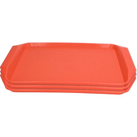 3PCS Colorful Food Tray Rectangle Thickened Binaural Plastic Tray Heat Resistance Stackable Cafeteria Trays for HotelOrange (1/5)