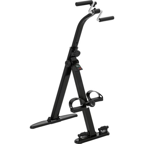 Cyclette per Riabilitazione Gambe e Braccia Pieghevole, Schermo LCD e Altezza Manubrio Regolabile, Nero