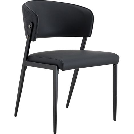 Silla de comedor moderna tapizada con estructura metálica y respaldo ergonómico, negra (1/5)