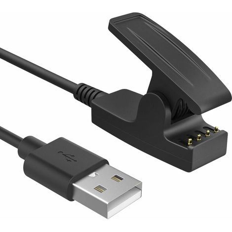 Caricabatterie sostitutivo compatibile con Garmin Lily/Forerunner 30/35/230/235/630/645 Music/735XT/Approach G10/S20/Vivomove HR, cavo USB per sincronizzazione dati, stazione di ricarica, cavo nero (1/5)