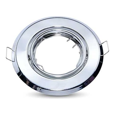 2 PZ Porta Faretti LED GU10 MR16 Rotondi Orientabili con Molla Cromati SKU 8940 (1/5)