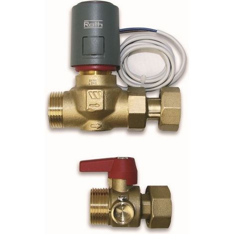 Roth – Vanne de zone avec tête thermique 230V – Régulation pour plancher chauffant – Vanne quart de tour 1" – Tête thermique NC 1W