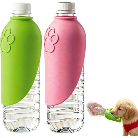 Gourde Chien Promenade 2 Pièces Distributeur Eau Chien Étanche Silicone Gamelle Pliable pour Chien Water Bottle Portable Universel avec Cordon Réutilisable pour Randonnée Pique Nique Road (1/5)