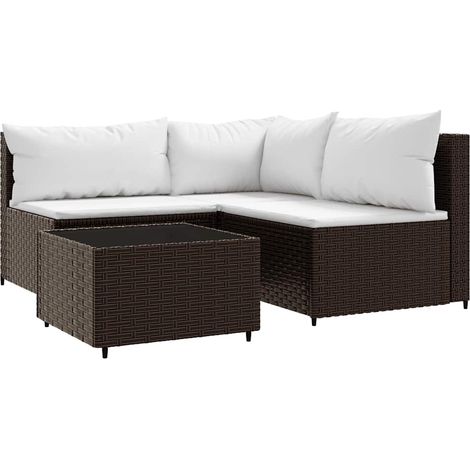 Maison Exclusive - Set Mobili da Giardino 4 pz con Cuscini in Polyrattan Marrone