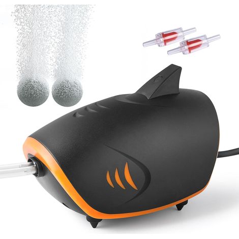 Aquarium Air Pump, 415L/H, 4W Silent Oxygen Pump with 2 Metal Outlets with LED Light, Adjustable Aquarium Air Pump, for 50-750L Tank (1/5)