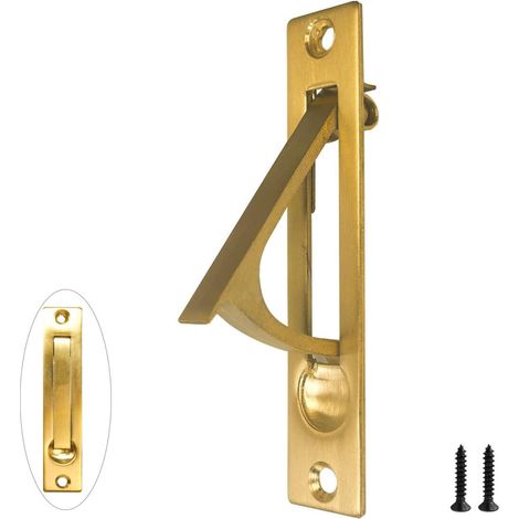 Einziehbarer Schiebetürgriff, 10 cm, verdeckte Kantengriffe, flächenbündig (1, Gold) (1/5)