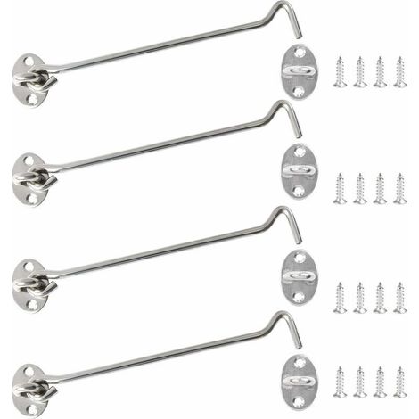 4-teiliges Set Kabinenhaken aus Edelstahl mit Schlössern und Schrauben, Tür-/Fensterriegel, Kabinentürverschluss, Kabinenhakenöse, Schlösser für Kabinen, Tür- und Fenstersicherheit, Schraubmontage (1/4)