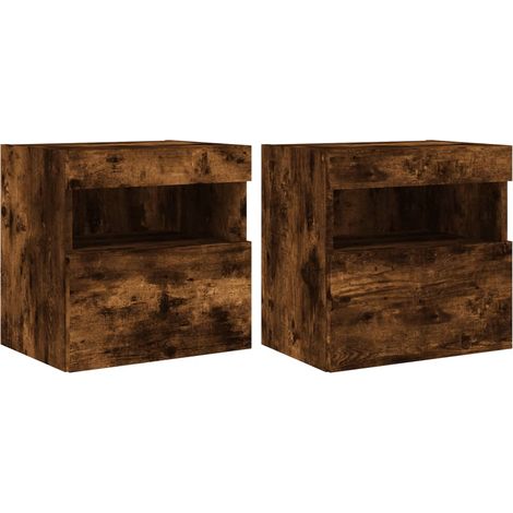 Mobile TV a parete scaffale multimediale credenza TV sala da pranzo soggiorno camera da letto e luci a LED 2 pezzi rovere affumicato 40 x 30 x 40 cm marrone 020029139