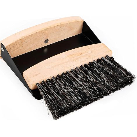 Mini Pelle et Balayette,Balayette Pelle Ensemble,Ramasse Miette de Table Mini Brosse de Table en Bois pour Nettoyer Les Poussière et Les Miettes sur la Table à Manger (15,5 x 10,5 x 4 cm,Noir) (1/5)
