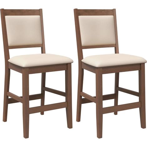 Maison Exclusive - Barhocker mit Kissen 2 Stk. Braun Massivholz G