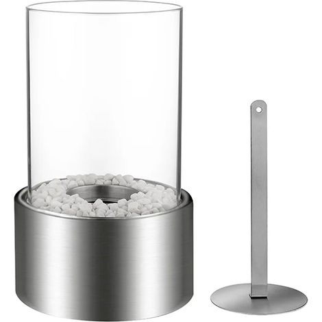 Marsiglia - Cheminée au bioéthanol de table pour l'intérieur et l'extérieur ø16 x H27 cm, couleur silver (1/5)