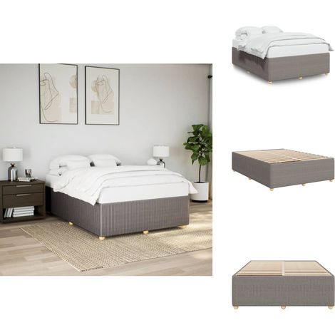 Cadre de lit sans matelas taupe 160x200 cm tissu - Cadre De Lit - Cadres De Lit - Sommier - Meuble De Chambre À Coucher (1/5)