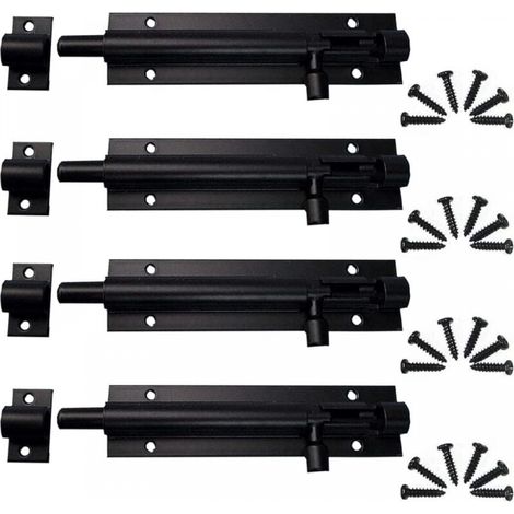 (Noir 11,3 cm) 4 pièces Verrou coulissant pour portail extérieur, serrure de porte, coulissant