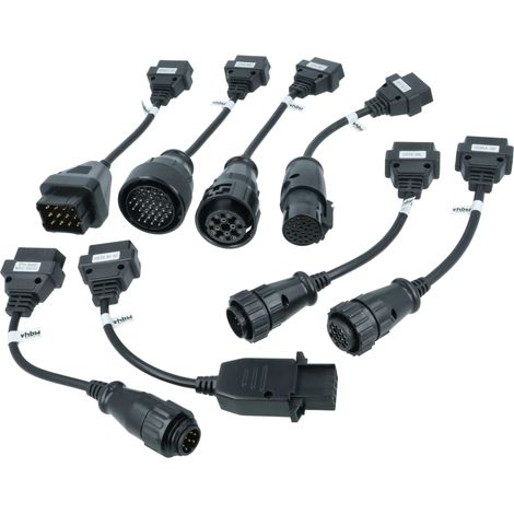 vhbw Adaptateurs en lot de 8 pc. vers OBD2 compatible avec Renault 12 broches camions - 25 cm (1/4)