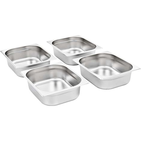 vidaXL Bandejas Gastronorm 4 unidades GN 1/2 100 mm acero inoxidable (1/2)