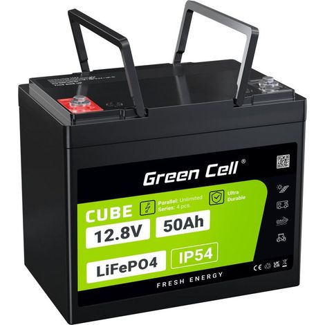 green-cell LiFePO4 50Ah Batería de Litio 12V Negro Verde