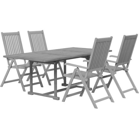 Ensemble de salle à manger de jardin meuble extérieur 5 pièces bois d'acacia massif (1/5)