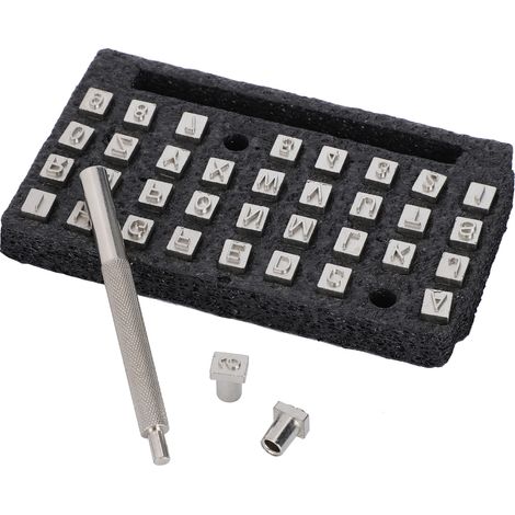 36 Pièces Poinçons à Gaufrer en Cuir avec Lettres, Chiffres et Motifs pour Maroquinerie DIY - Outil de Marquage avec Manche 6,5mm (1/5)