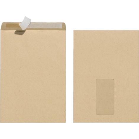 herlitz Versandtasche C5 haftklebend mit Fenster braun - 10 Stück