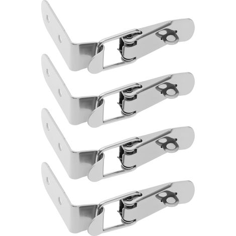Lot de 4 verrous de porte à angle droit de 90 degrés pour boîte à outils, boîte en bois, petite boîte, clôture en bois argenté avec boulon de verrouillage (1/5)