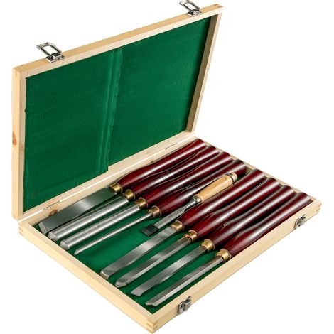 Jeu de 8 ciseaux à bois 17cm, outils de tournage 9 pouces, coffret pour sculpture sur bois, meubles et racines, rouge. (1/5)