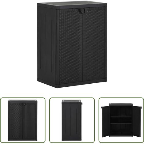 Armoire de rangement - Armoire de rangement de jardin Noir 65x45x88 cm PP Rotin (1/5)