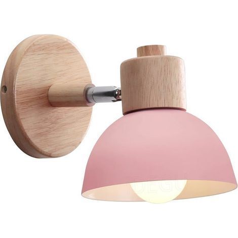Retro-Wandleuchte, 15 cm verstellbar, Holz und Metall, E28-Glühbirne, rosa (Leuchtmittel nicht enthalten) (1/4)