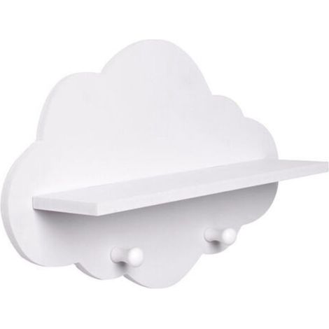 Porte-Manteau Mural pour Enfant « Nuage », Blanc, env. 34.7 x 7.8 x 23 cm, Rangement de vêtements pour Chambre d'enfant, patère (1/3)