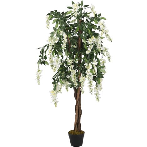Árbol de wisteria artificial 560 hojas verde y blanco 80 cm vidaXL