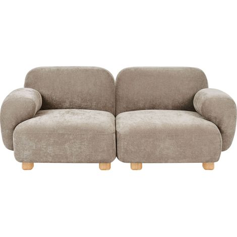 Modular 2 Seater Sofa Beige Right Hand Fabric Sectional Two Piece Sofa Wooden Legs Modern Single-Seat AMLI