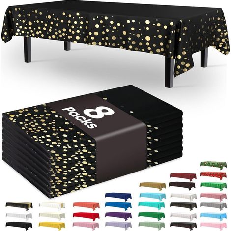 Nappes jetables en plastique, lot de 8, imperméables et résistantes, idéales pour les pique-niques, les fêtes et les anniversaires. 137 x 274 cm. (1/5)